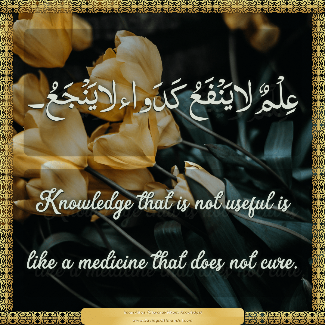 Knowledge that is not useful is like a medicine that does not cure.